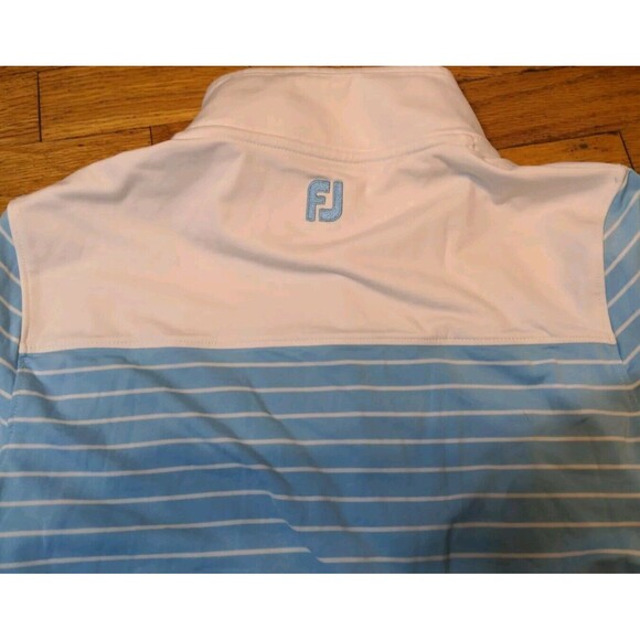 FootJoy Shirt Women's Large Golf Quarter Zip Pullover Baby Blue White Logo EUC - Picture 9 of 10